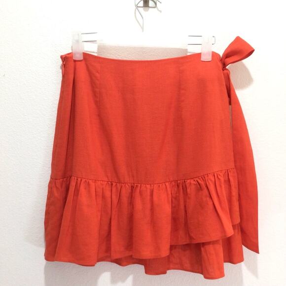 TOPSHOP Ruffle Mini Skirt with Bow Tie size 2 - Picture 2 of 5